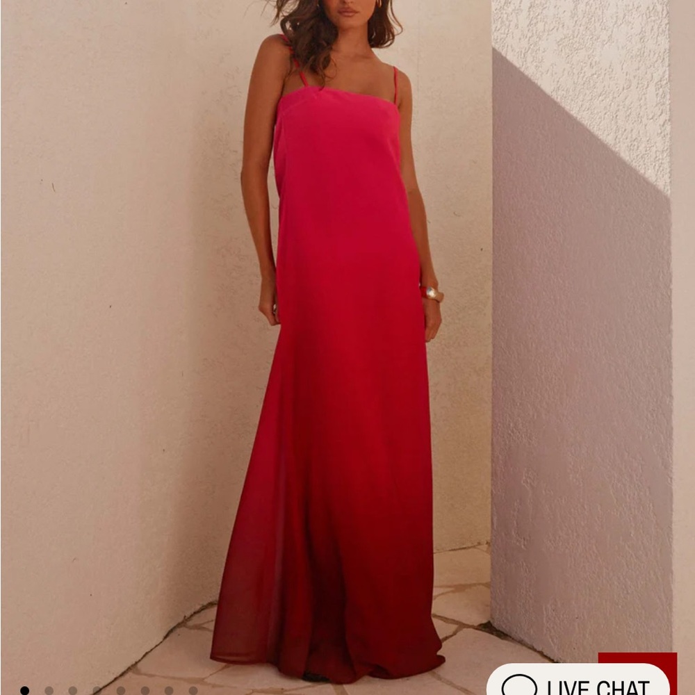 Peppermayo Fuchsia Red Ombre Maxi Slip Dress